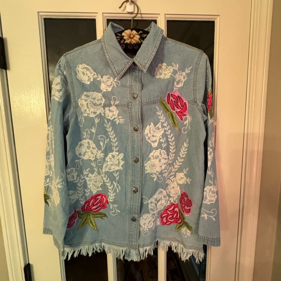 Vintage Drapers +Damon’s button up jacket embroidered lace/floral Size SMALL - Picture 1 of 14